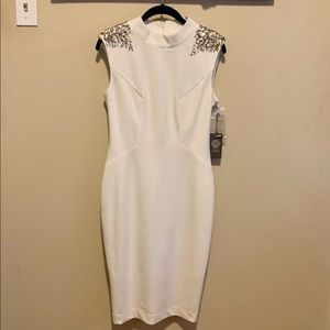 Vince Camuto beaded shoulder dress